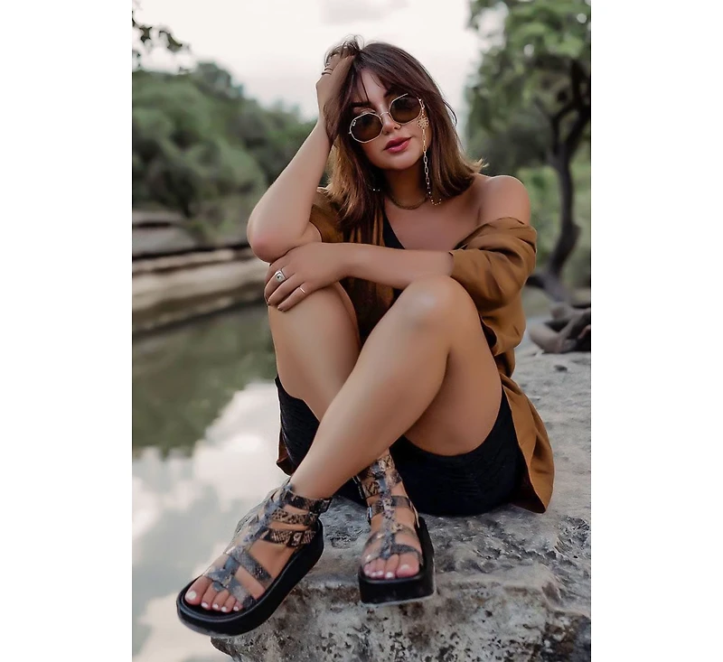 Cruz Womens Gladiator Platform Leather Sandal