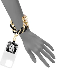 Anne Klein Women's Black and Ivory Acetate with Gold-Tone Alloy Metal Chain Link Wrist Strap designed for iPhone