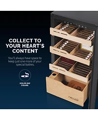 Newair 840 Count Electric Cigar Humidor, Built-in Humidification System with Opti-Temp Heating and Cooling Function, Precision Temperature, Led Lighti