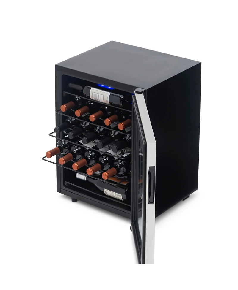 Newair Freestanding 23 Bottle Compressor Wine Fridge in Stainless Steel, Adjustable Racks and Exterior Digital Thermostat