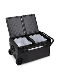 Newair 12V/24V Dc Portable 80 Qt. Electric Car Camping Cooler with 3 Battery Protection Modes, Dual Zone Fridge and Freezer, Reversible Doors and Lg C