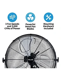 Newair 20" High Velocity Wall Mount Fan, Heavy Duty Waterproof Outdoor Fan, Adjustable Tilt and 3 Speeds up to 4650 Cfm, Pull Chain Switch | Wall