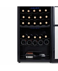 Newair Shadow Series Wine Cooler Refrigerator 33 Bottle Dual Temperature Zones, Freestanding Mirrored Wine Fridge with Double-Layer Tempered Glass Doo