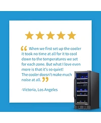 Newair Freestanding 28 Bottle Dual Zone Compressor Wine Fridge in Stainless Steel, Adjustable Racks and Exterior Digital Thermostat