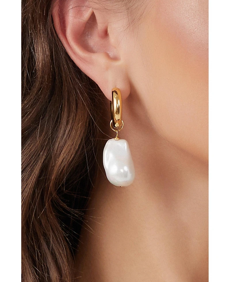 Unique Asymmetrical Rope Chain Baroque Pearl Drop Earrings