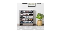 Slickblue 3 pcs Stackable Shoe Rack Horizontal Organizer - Brown