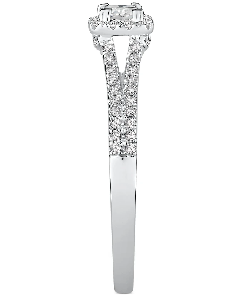 Diamond Halo Double Row Engagement Ring (1/2 ct. t.w.) in 14k White Gold