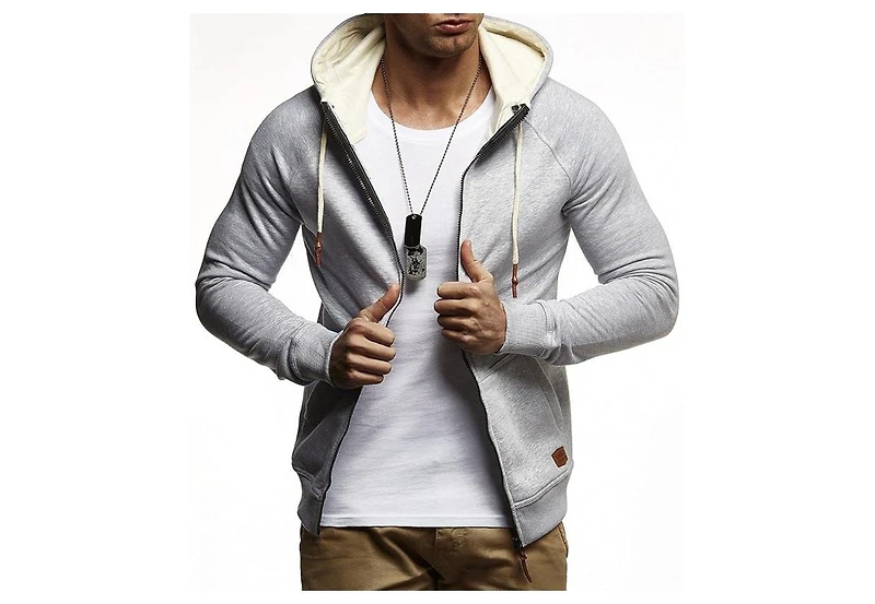 Leif Nelson Men's Full Zipped Slim Fit Sweatshirt Long Sleeve Hoodie Jacket Sweater Ln-8124 M - Size Black