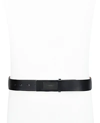 Calvin Klein Men's Ultra-Modern Inlaid Plaque-Buckle Logo Belt