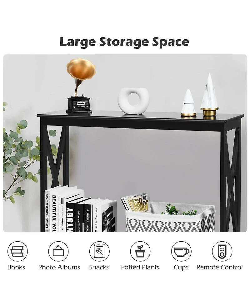 Slickblue 2-Tier Console X-Design Sofa Side Accent Table