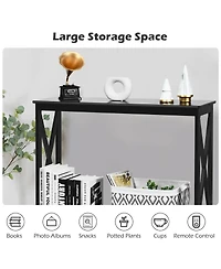 Slickblue 2-Tier Console X-Design Sofa Side Accent Table