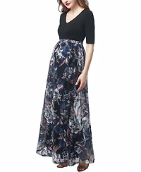 kimi + kai Maternity Annabelle Mesh Print Maxi Dress