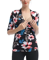 kimi + kai Maternity V Neck Ruched Nursing Top
