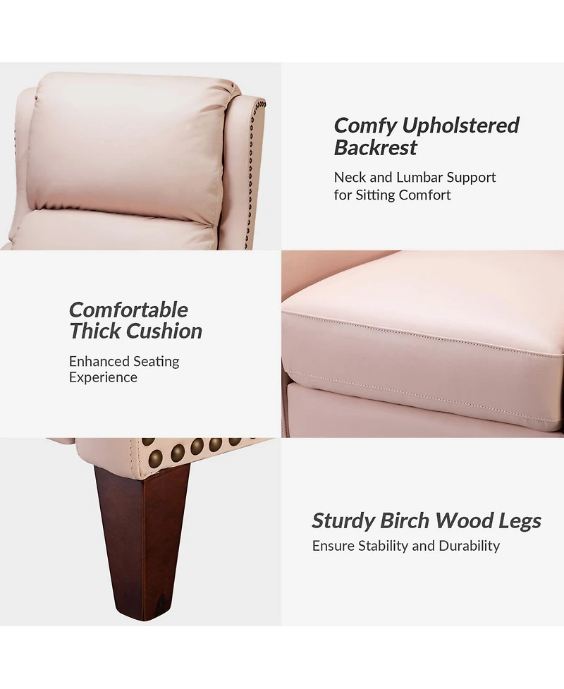 Leather Pushback Recliner chair with Adjustable Backrest for Livingroom