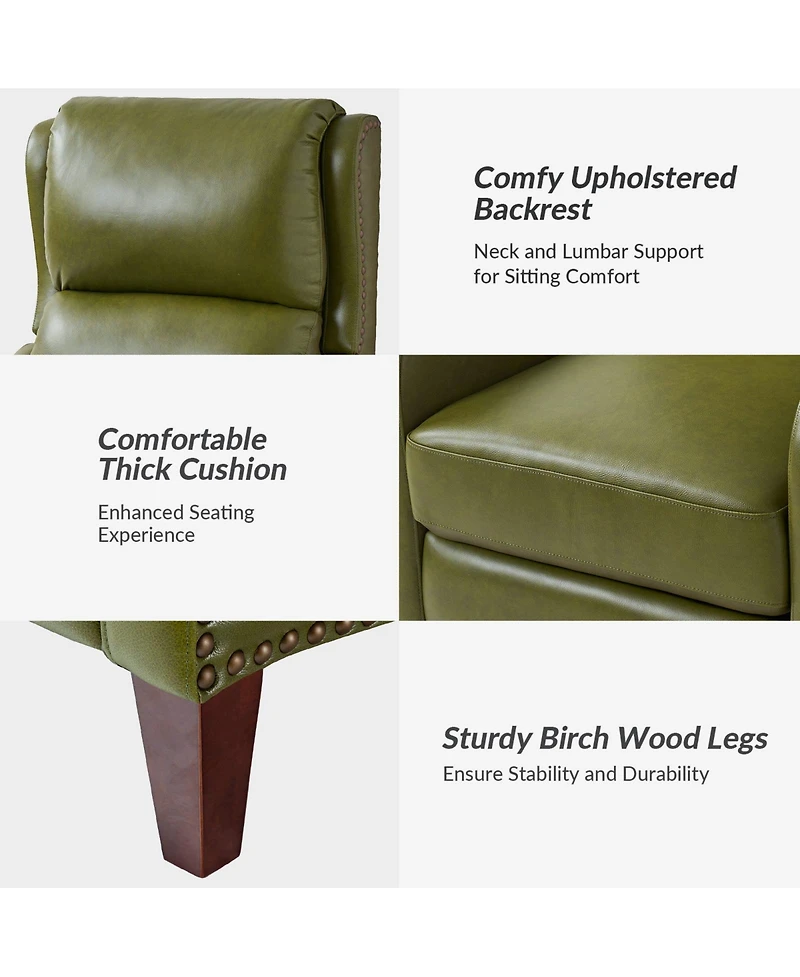 Leather Pushback Recliner chair with Adjustable Backrest for Livingroom