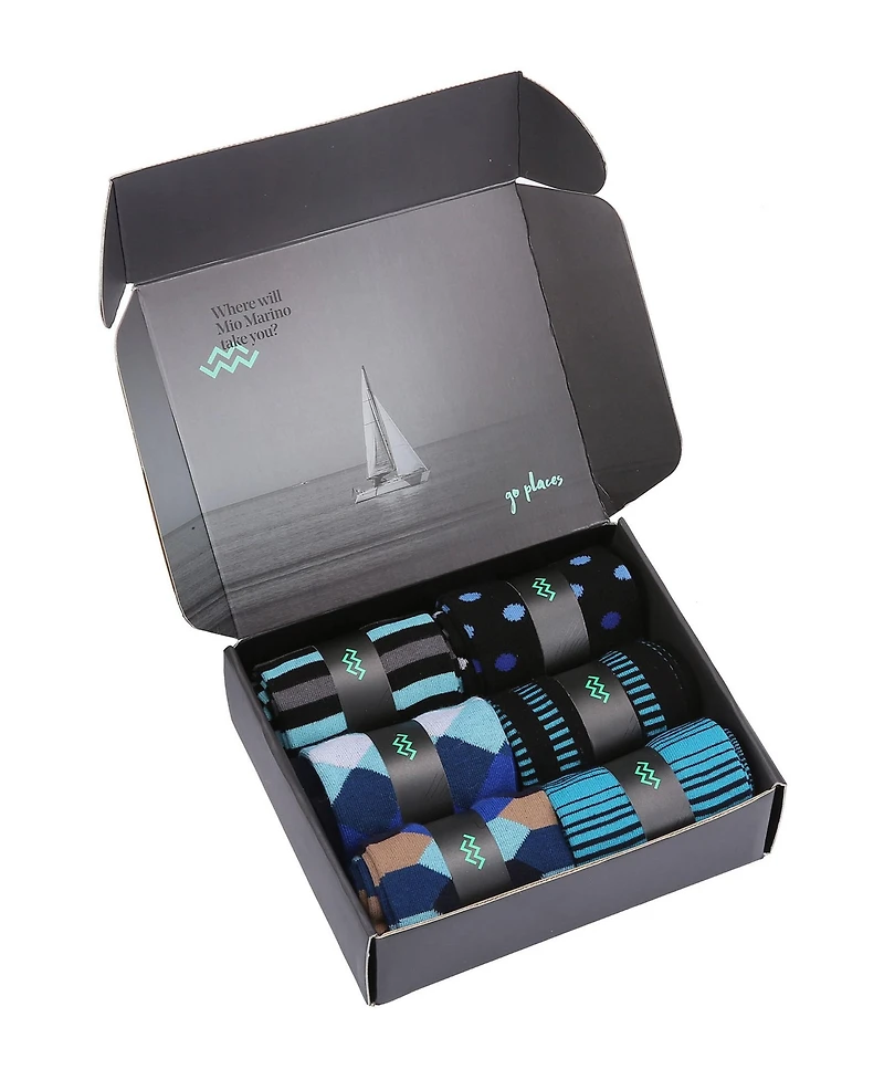 Mio Marino Men's Sharp Twilight Dress Crew Socks 6 Pack