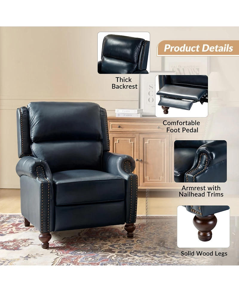 Franco Genuine Leather Manual Recliner