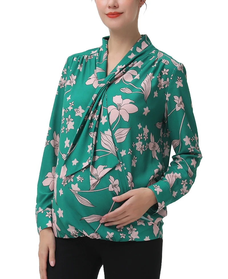 kimi + kai Maternity Tie Neck Nursing Blouse