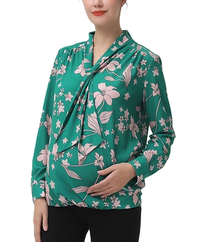 kimi + kai Maternity Tie Neck Nursing Blouse