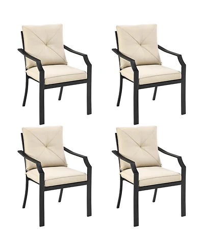 Sugift 4 Pieces Outdoor Dining Set with Removable Cushions and Rustproof Steel Frame