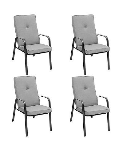 Sugift 4 Patio Dining Stackable Chairs Set with High-Back Cushions