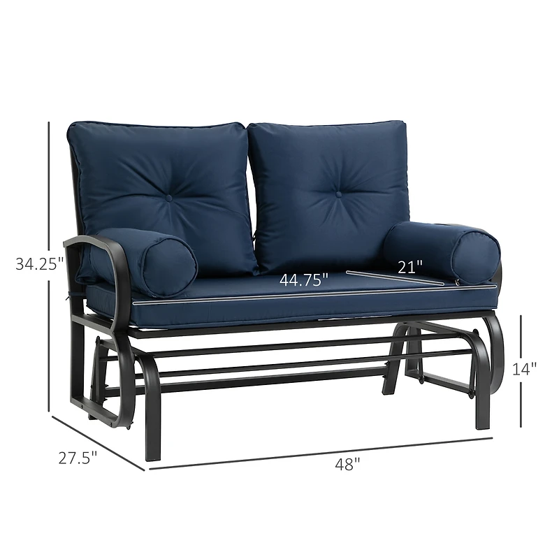 Outsunny Outdoor Rocking Loveseat, Patio Glider Bench, Cushions, Pillows,