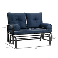 Outsunny Outdoor Rocking Loveseat, Patio Glider Bench, Cushions, Pillows,