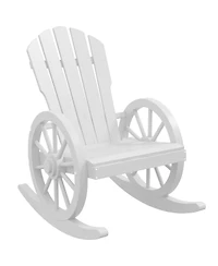 Outsunny Adirondack Rocking Chair with Slatted Design, White