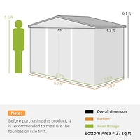 Outsunny 7' x 4' Storage Shed Garden Tool House w/ Vents Doors