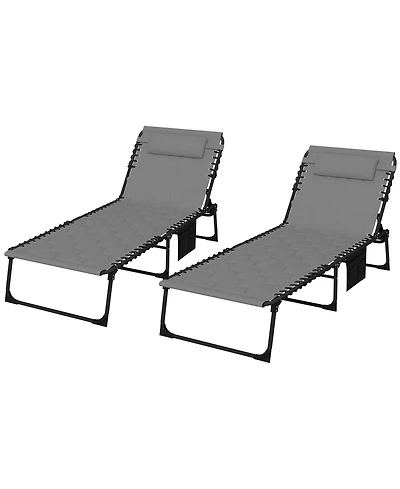 Outsunny Folding Chaise Lounge, Padded Reclining Tanning Chair, Black