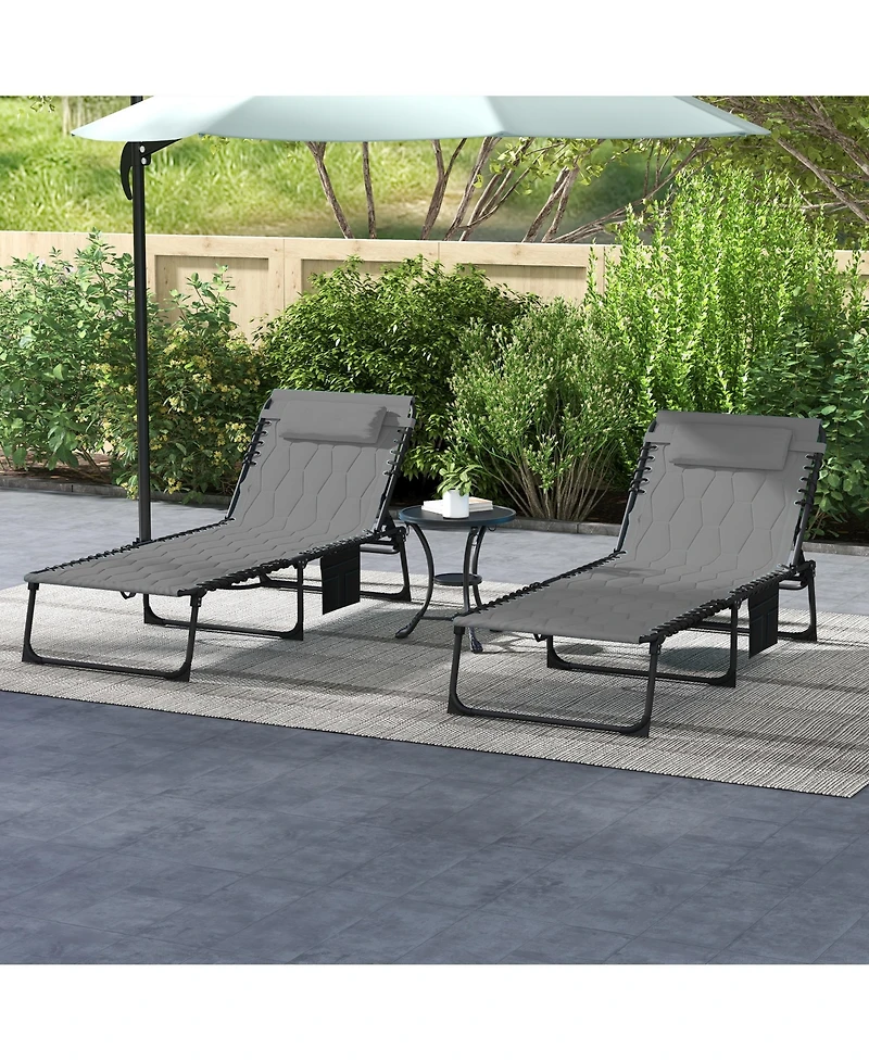 Outsunny Folding Chaise Lounge, Padded Reclining Tanning Chair, Black