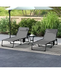 Outsunny Folding Chaise Lounge, Padded Reclining Tanning Chair, Black
