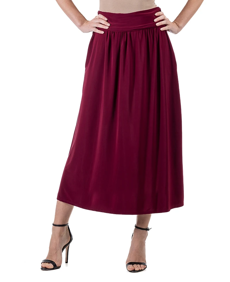 24seven Comfort Apparel Foldover Maxi Pocket Skirt