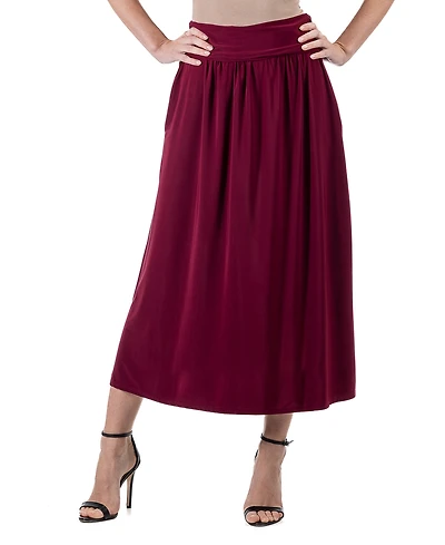 24seven Comfort Apparel Foldover Maxi Pocket Skirt