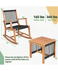 Sugift 3 Pieces Acacia Wood Rocking Bistro Set
