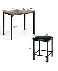 Sugift 3 Pieces Dining Table Set with Faux Marble Tabletop and 2 Chairs