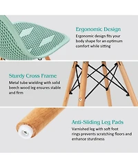 Sugift 2 Pieces Modern Plastic Hollow Chair Set with Wood Leg