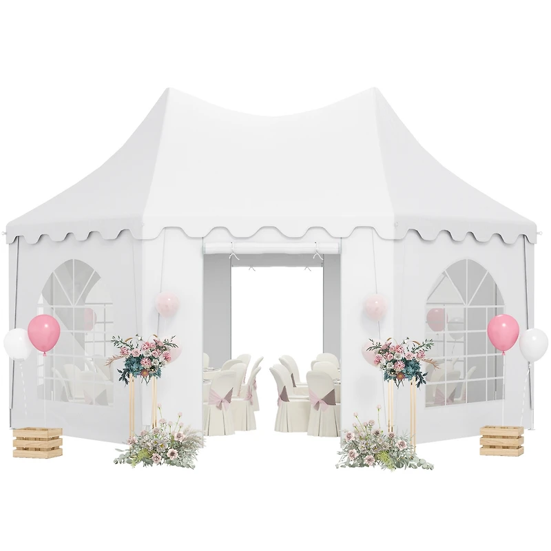 Outsunny 22.3' x 16.4' Large Party Tent Canopy Shelter with Carrying Bags