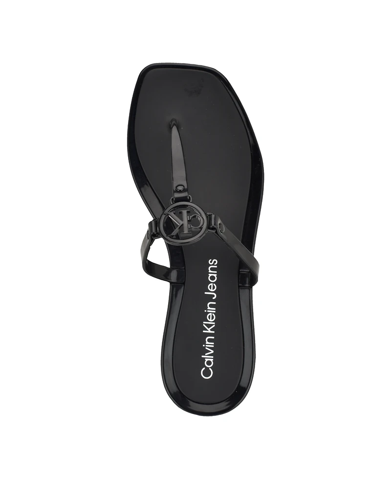 Calvin Klein Women's Edhen Logo T-Strap Flat Jelly Sandals
