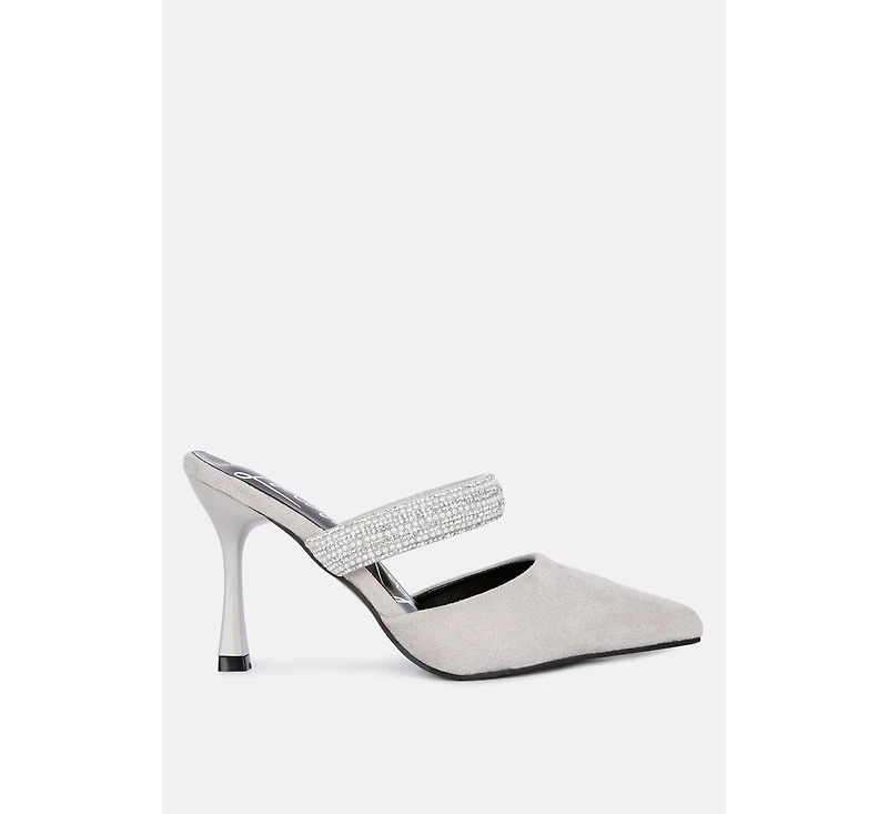fauci diamante strap heeled mules