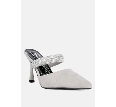 fauci diamante strap heeled mules
