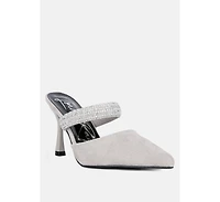 fauci diamante strap heeled mules
