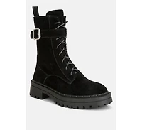 Kasper Womens Suede Chunky high ankle Lug Boots