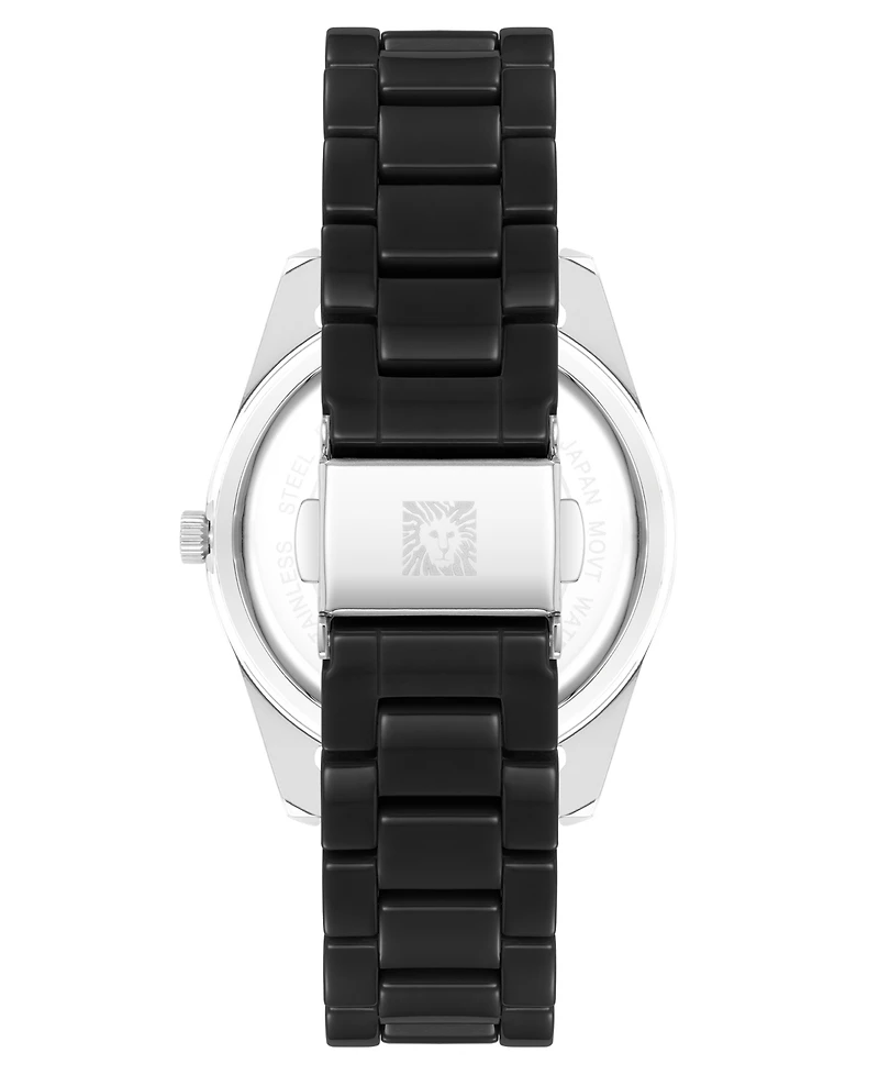 Anne Klein Women's Quartz Black Ceramic Link Bracelet Watch, 42mm