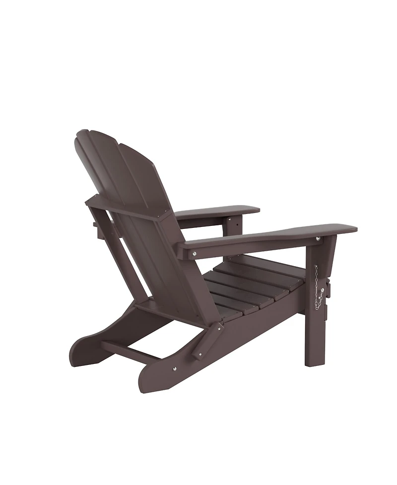 All-Weather Contoured Outdoor Poly Folding Adirondack Chair (Set of