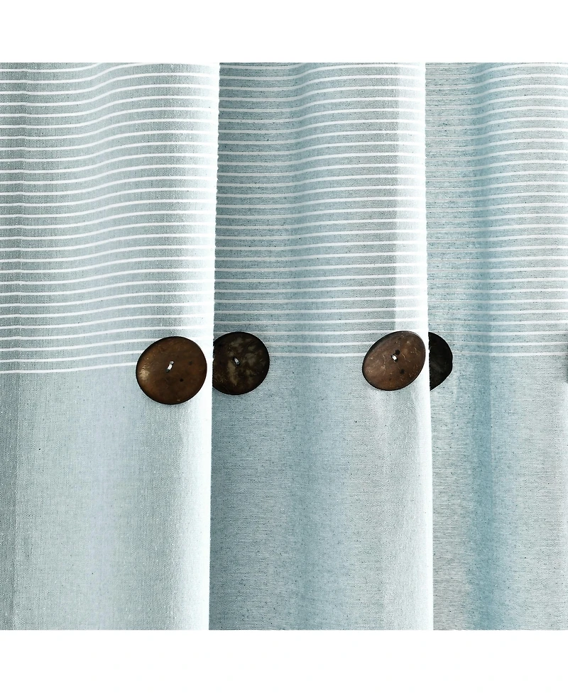 Lush Decor Farmhouse Button Stripe Yarn Dyed Woven Cotton Window Curtain Panels