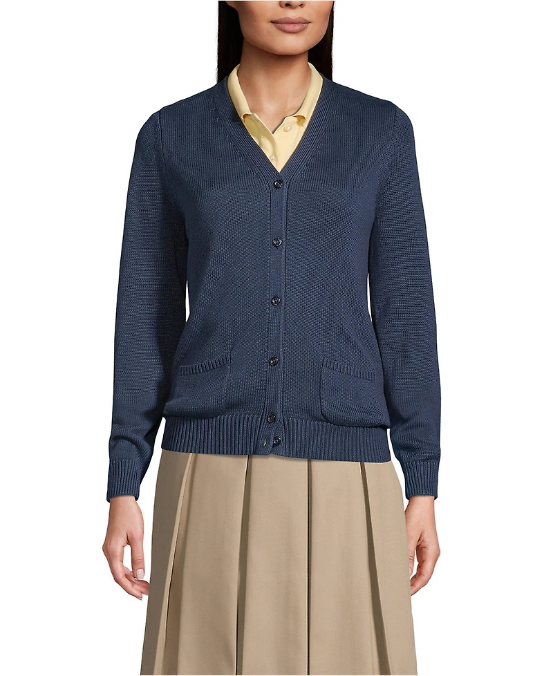 Lands' End Women's Cotton Modal Button Front Cardigan Sweater