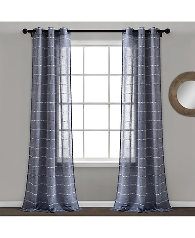 Lush Decor Farmhouse Textured Grommet Sheer Window Curtain Panels