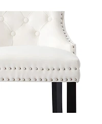 Tufted Upholstered Velvet Bar Stool with Metal Footrest (Set of 2