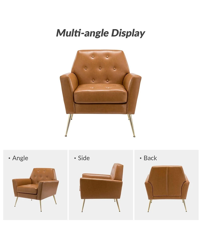 Modern Faux Leather Accent Chair for Living Room Bedroom